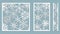 Ornamental panels with snowflake pattern. Laser cut decorative lace borders patterns. Set of bookmarks templates. Image suitable