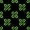 Ornamental pattern desig. Square mandalas - tiles in green hues. Dark background