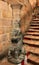 Ornamental pillar yalli sculpture and steps on the ancient trichirappalli rockfort.