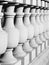 Ornamental stone balustrade. Detailed perspective view. Black and white image