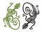Ornamental  tattoo set of stylized lizard, Vector illustration.