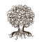 Ornamental tree with roots for your design