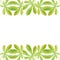 Ornamental watercolor border template with green chestnut leaves