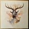 Ornamental watercolor painting of a majestic stag