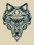 Ornamental wolf head illustration