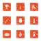 Ornamentation icons set, grunge style