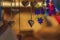 Ornaments and symbols of Christmas hanging on a market stall