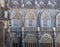 Ornate arches around cloisters at Monastery of Batalha near Leiria in Portugal