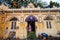 The ornate arches of a structure inside the historic Mysore Palace