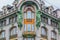 Ornate art deco facade of Zinger Singer company historic building or House of Books on Nevsky Prospect in Saint Petersburg, Russia