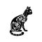 Ornate black cat silhouette, decorative vector illustration