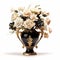 Ornate Black And Gold Floral Vase - Realistic Color Palette, Retro Charm