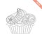 Ornate black line sweet cupcake