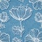 Ornate blue cutout paper floral vector background