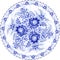 Ornate blue plate in gzhel style