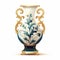 Ornate Ceramic Vase Vector: Reviving Historic Art Forms In Light Gold And Dark Aquamarine