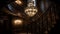 The ornate chandelier illuminated the elegant old fashioned apartment interior generated by AI