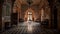 Ornate chandelier illuminates ancient altar in elegant church generated by AI