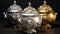 Ornate China Urns In Zbrush Style: Silver And Gold Vray Tracing