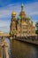 Ornate church of the Savior on Spilled Blood or Cathedral of Resurrection of Christ in Saint Petersburg, Russia