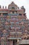 Ornate colorful gateway to a landmark Hindu temple site in Tamil Nadu