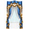 The ornate curtain in the interior. Vector illustration.