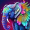Ornate elephant, colorful close-up portrait
