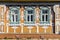 Ornate facade of Russian wooden house