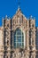 Ornate facade and window of the California Building in Balboa Park, San Diego, California