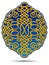 Ornate filigree crest in blue and gold