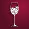 Ornate glass of wine. Vector element for wine list, menu design template. Vector illustration.