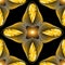 Ornate gold 3d jewelry gemstones fractal seamless pattern. Vector floral fantasy background. Halftone shiny elegance ornament.