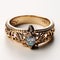 Ornate Gold Ring With Blue Stone - Realistic Fairy Tale Inspired Crown Design