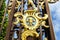 Ornate golden fence with fleur-de-lis at the Place de la Carriere square in Nancy, France, Europe