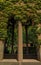 Ornate gothic arcade columns of the palace of the Kings of Navarre, Olite, Spain