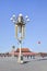 Ornate lantern on Tiananmen Square with Palace Museum on background, Beijing, China