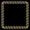 Ornate luxurious golden frame in art deco style on black background. Square border with 3d embossed effect. Elegant