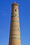 Ornate minaret in Khiva Uzbekistan