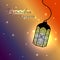 Ornate muslim lamp for the ramadan greeting card