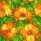 Ornate orange flowers vector seamless pattern