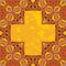 Ornate orient stylized mandala in the shape cross