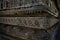 Ornate outer wall of Chennakeshava Temple with numerous intricate carvings and friezes, Belur, Karnataka, India