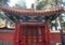 An ornate painted roof on a building in the Forbidden City in Beijing