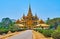 Ornate palace in tropic garden, Bago, Myanmar