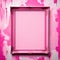 Ornate Pink Frame on Vibrant Pink Wall: Artistic Interior Design