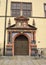 Ornate portico door of registry office Standesamt building on Markt square in Naumburg