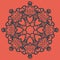 Ornate Print on Red Background. Mandala Flower for Colouring Work Relaxation Adult Zentangle Background