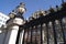 Ornate railings and lamps on lamp posts