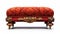 Ornate Red Upholstered Ottoman Stool - High Resolution, High Quality