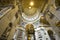 The ornate, renaissance interior, dome, cupola and ceiling of St Peter`s Basilica in Vatican City